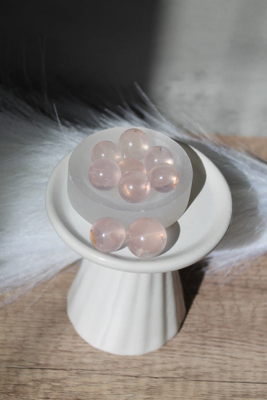 Star Flash Rose Quartz with Snow Garden Inclusions Mini Sphere