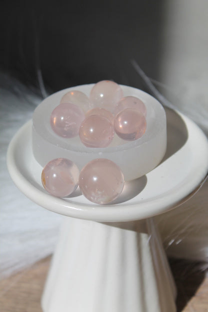 Star Flash Rose Quartz with Snow Garden Inclusions Mini Sphere